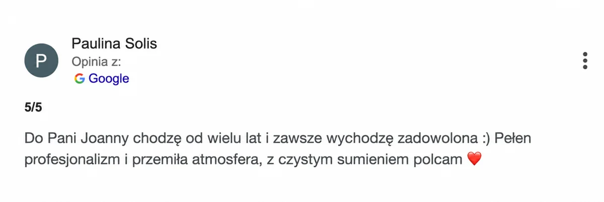 Opinia o szkoleniu lub zabiegu u Joanny Kopery